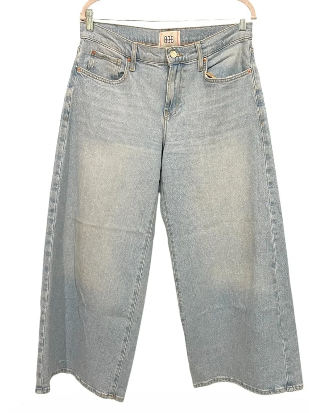 BDG Joey Mid Rise Wide Leg Jeans Size 28 Light Wash Cropped Denim